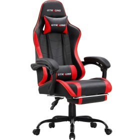 Ergonomic Red Gaming Chair with Footrest and Adjustable Pillows