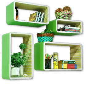 Trista - [Sharon Moonlight] Rectangle Leather Wall Shelf / Bookshelf / Floating Shelf (Set of 4)