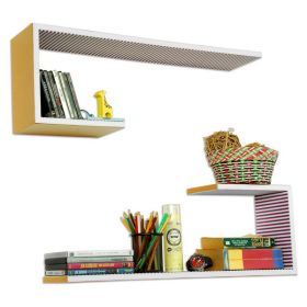 Trista - [Magical Laurel C] Crutch-Shaped Leather Wall Shelf / Bookshelf / Floating Shelf (Set of 2)