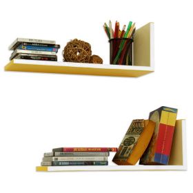 Trista - [Colorful Day] L-Shaped Leather Shelf / Bookshelf / Floating Shelf (Set of 2)