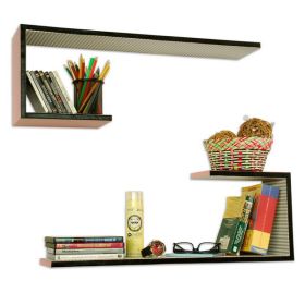 Trista - [Magical Laurel B] Crutch-Shaped Leather Wall Shelf / Bookshelf / Floating Shelf (Set of 2)