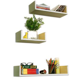 Trista - [Free Frances] U-Shaped Leather Wall Shelf / Bookshelf / Floating Shelf (Set of 3)