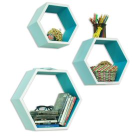 Trista - [Ellie Love] Hexagon Leather Wall Shelf / Bookshelf / Floating Shelf (Set of 3)