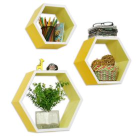 Trista - [Charming Passion] Hexagon Leather Wall Shelf / Bookshelf / Floating Shelf (Set of 3)