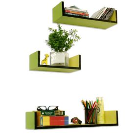 Trista - [Fresh Air] U-Shaped Leather Wall Shelf / Bookshelf / Floating Shelf (Set of 3)