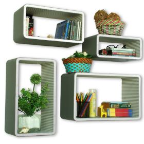 Trista - [Melody Music] Rectangle Leather Wall Shelf / Bookshelf / Floating Shelf (Set of 4)