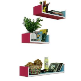 Trista - [Deep Love] U-Shaped Leather Wall Shelf / Bookshelf / Floating Shelf (Set of 3)