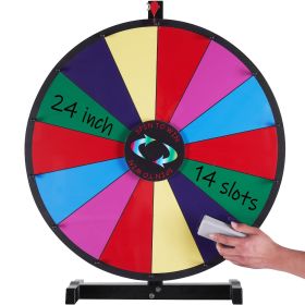 VEVOR 24 inch Spinning Prize Wheel, 14 Slots Tabletop Spinner, Heavy Duty Roulette Wheel with a Dry Erase and 2 Markers