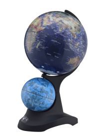 17.5" Tall Globe with Additional Small Constellation Globe, Black Acrylic Base