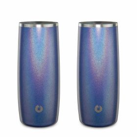 Stainless Steel Highball Cocktail Glass Set, Set of 2 - Shimmer Blue