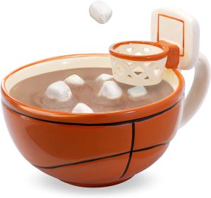 The Mug with a Hoop | Ceramic Coffee & Hot Chocolate Mug;  Cereal;  Soup Bowl | 16OZ Cup | Best Novelty Gift Idea for Coaches;  Dad;  Mom;  Kids; (Color: Orange)