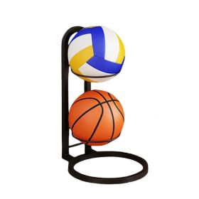 Indoor & Outdoor Basketball Storage Rack Volleyball Stand Holder (Color: Black, Options: 2 Layers)
