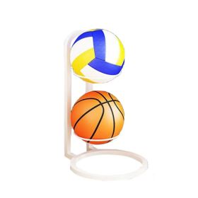 Indoor & Outdoor Basketball Storage Rack Volleyball Stand Holder (Color: White, Options: 2 Layers)