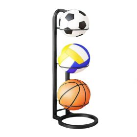 Indoor & Outdoor Basketball Storage Rack Volleyball Stand Holder (Color: Black, Options: 3 Layers)