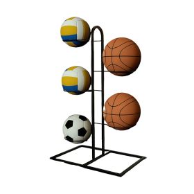 Indoor & Outdoor Basketball Storage Rack Volleyball Stand Holder (Color: Black, Options: 5 Layers)
