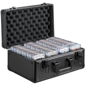 VEVOR Graded Card Storage Box, 4 Slots, Graded Sports Cards Holder Carrying Case with Key Lock Foam Dividers (Default: Default)