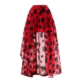 Korean-style Embroidered Floor-length Bridal Wedding Dress Long Sleeve Lace Slim-fit Slimming Irregular Half-length (Option: Red-2XL)